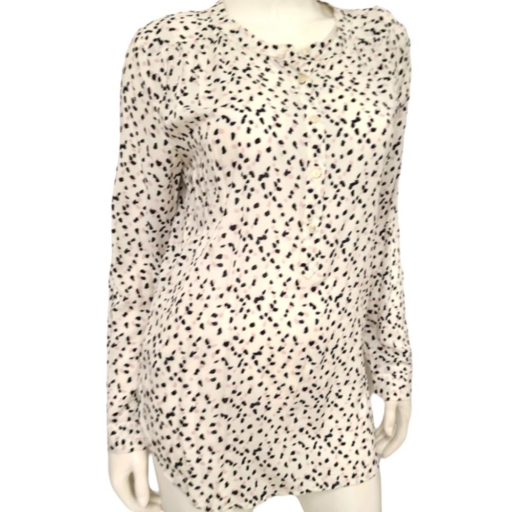 Loft White Patterned Blouse Small - image 5